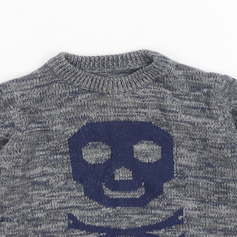 Nutmeg Boys Blue Cotton Pullover Jumper Size 12-18 Months Pullover - Skull