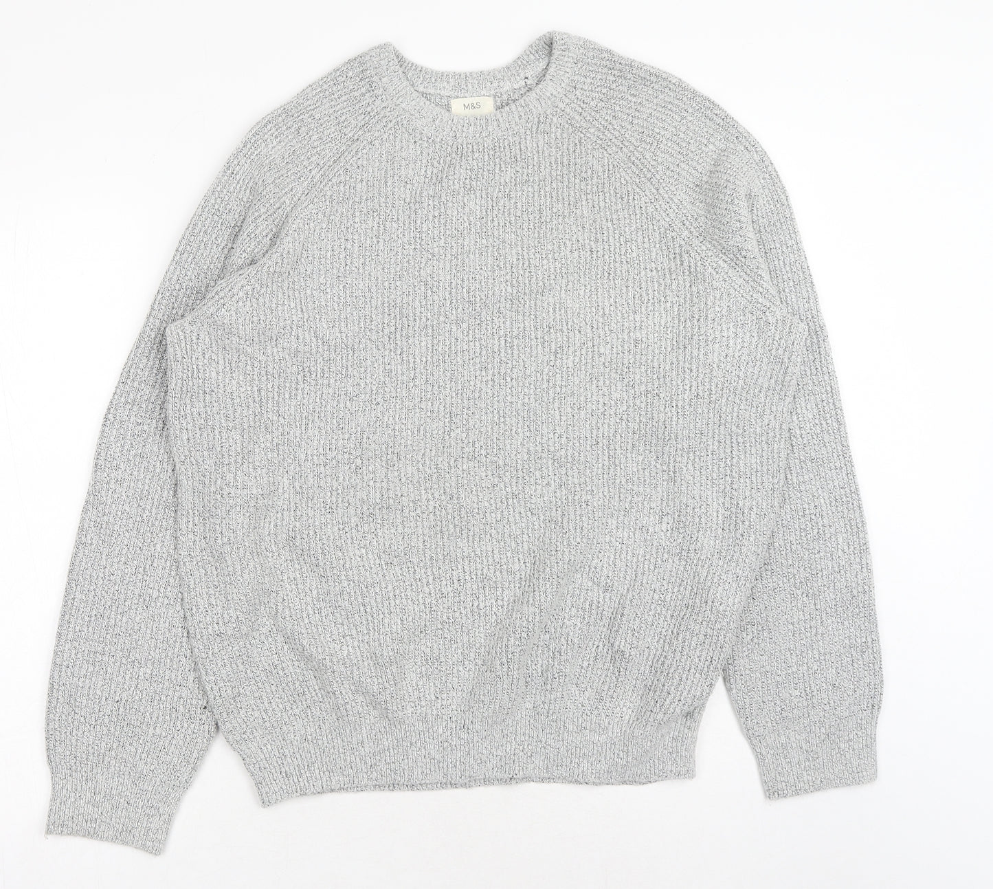 Marks and Spencer Womens Grey Scoop Neck Polyamide Pullover Jumper Size XL