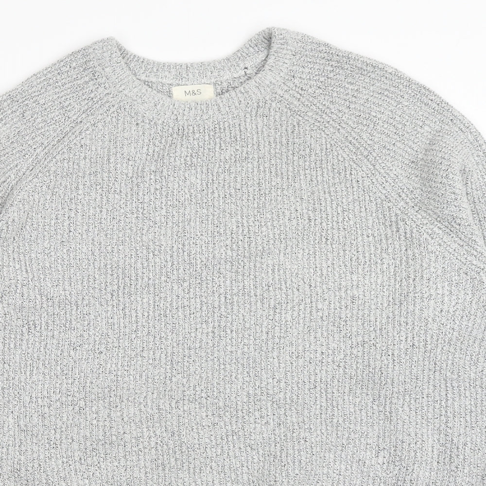 Marks and Spencer Womens Grey Scoop Neck Polyamide Pullover Jumper Size XL