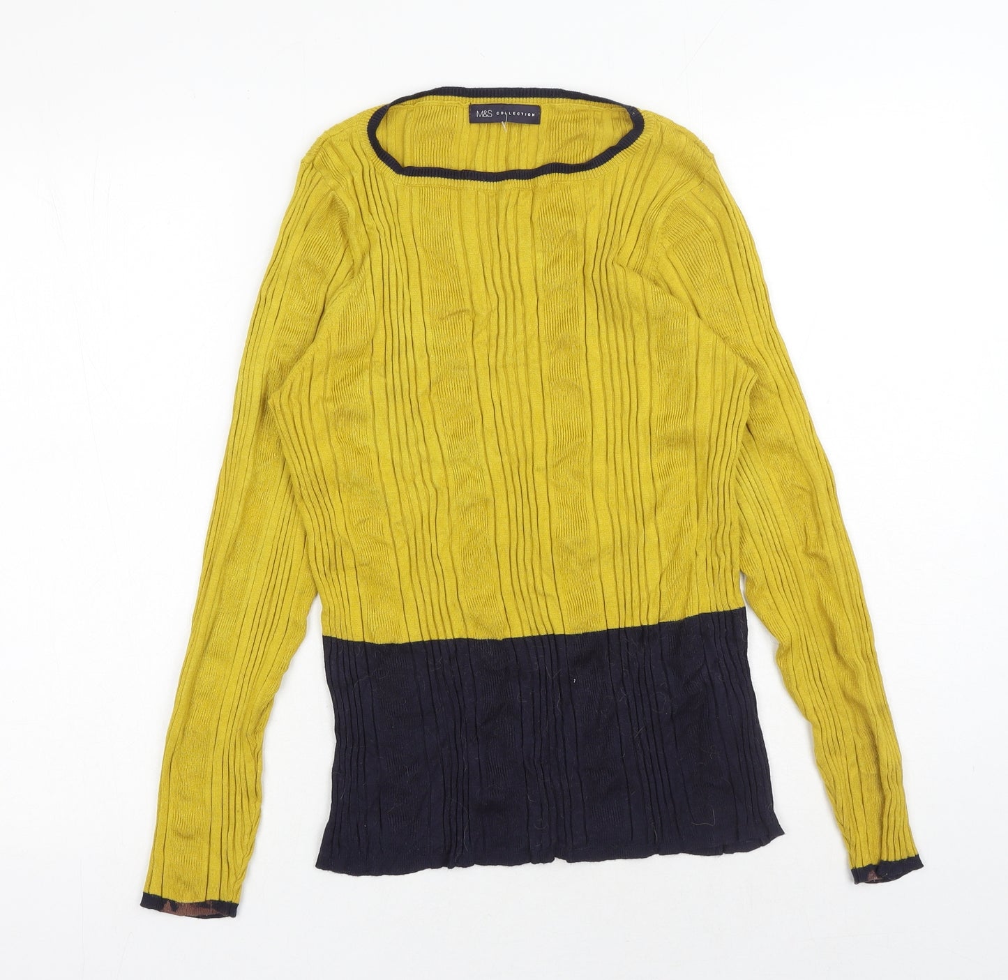 Marks and Spencer Womens Yellow Boat Neck Viscose Pullover Jumper Size 20