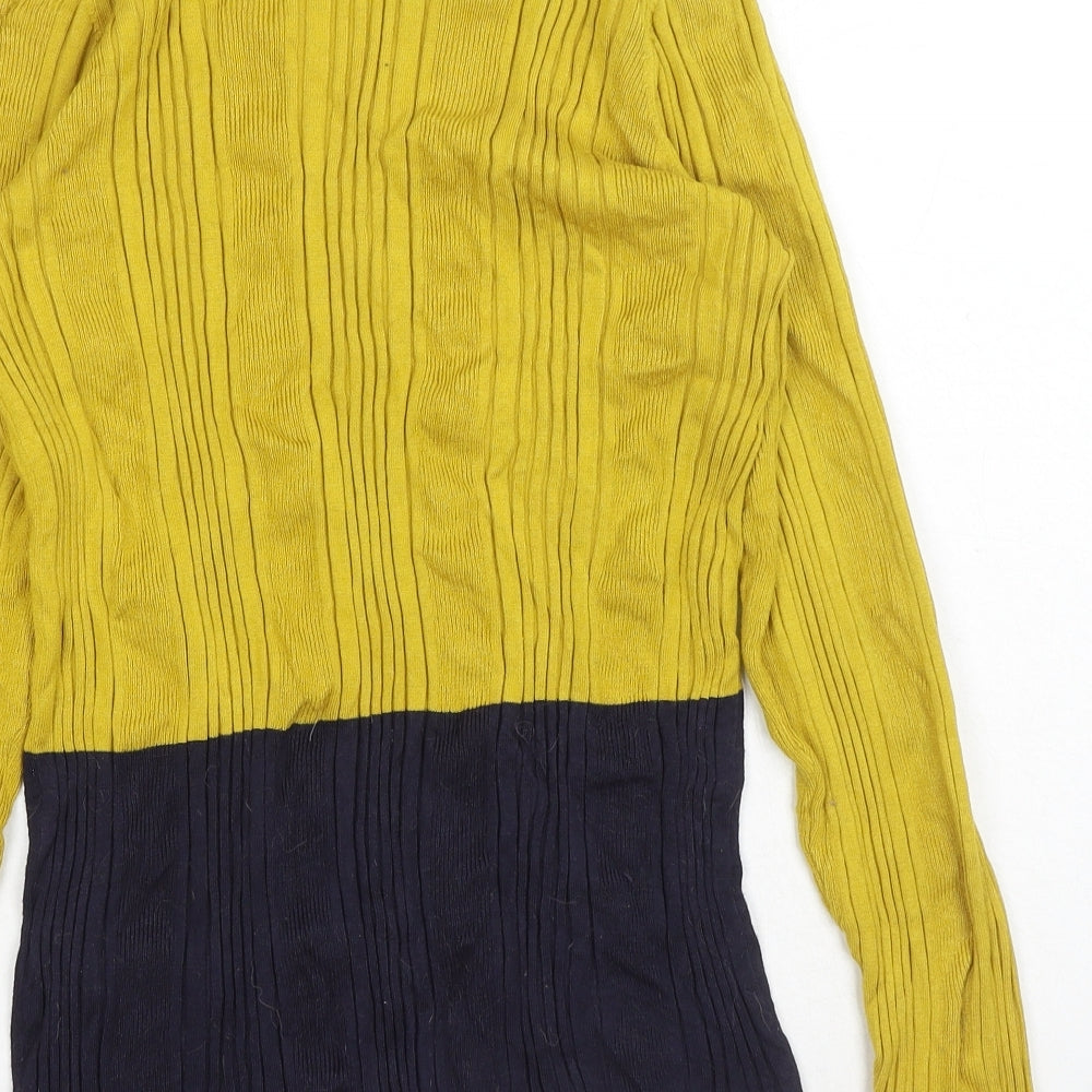 Marks and Spencer Womens Yellow Boat Neck Viscose Pullover Jumper Size 20