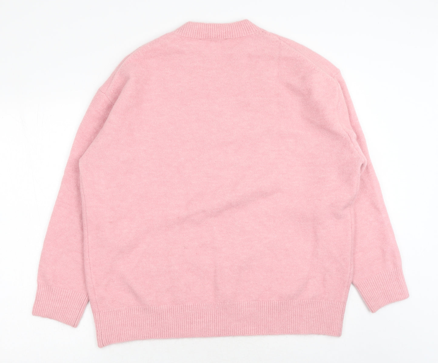 Zara Womens Pink Crew Neck Acrylic Pullover Jumper Size S