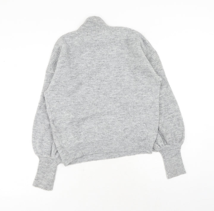 VERO MODA Womens Grey High Neck Polyester Pullover Jumper Size XS