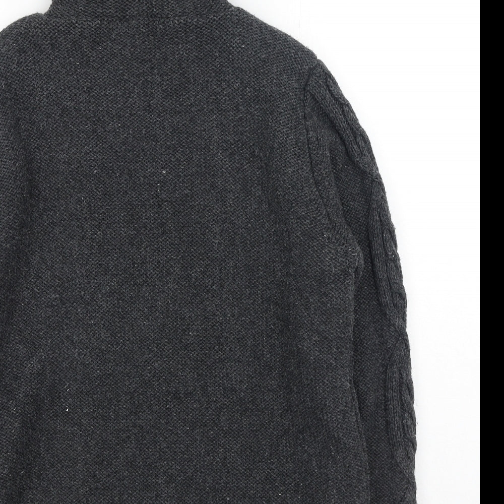TU Womens Grey Round Neck Acrylic Full Zip Jumper Size 16