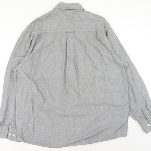 Lee Cooper Mens Grey Cotton Dress Shirt Size XL Collared Button