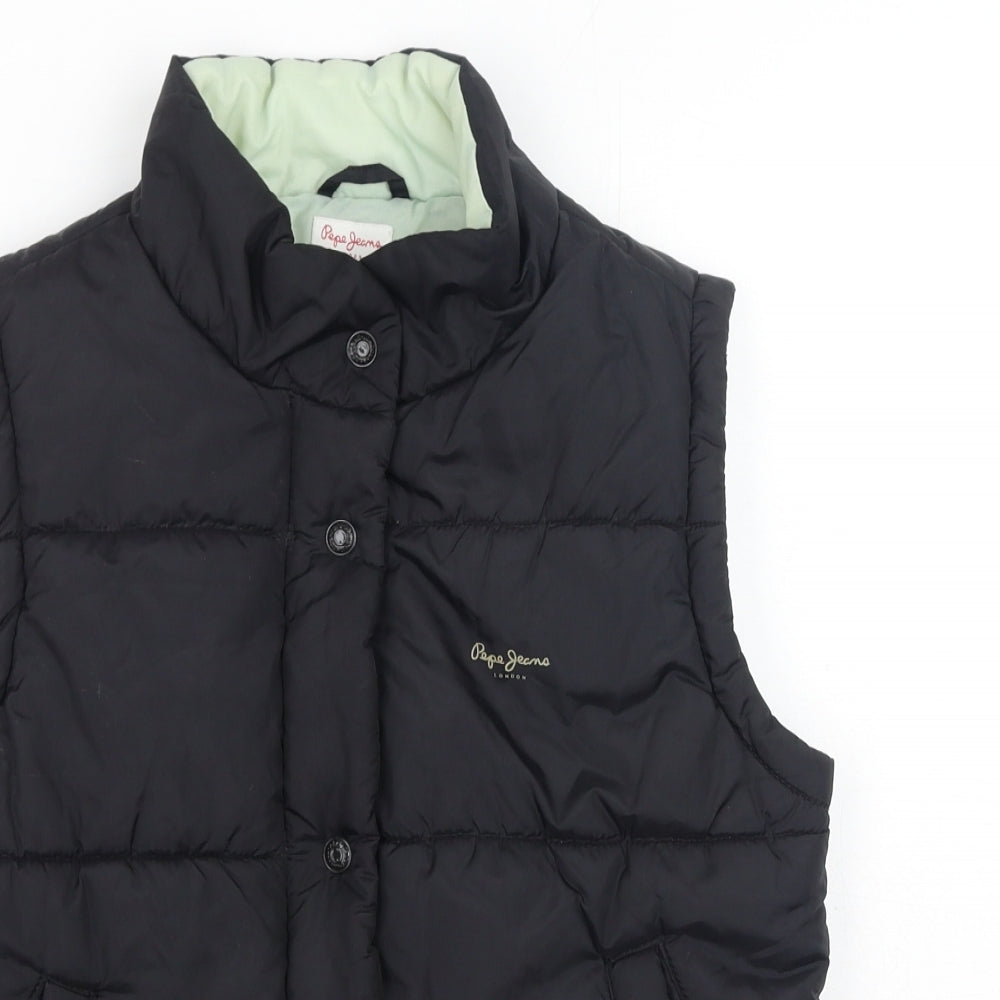 Pepe Jeans Womens Black Gilet Jacket Size M Zip