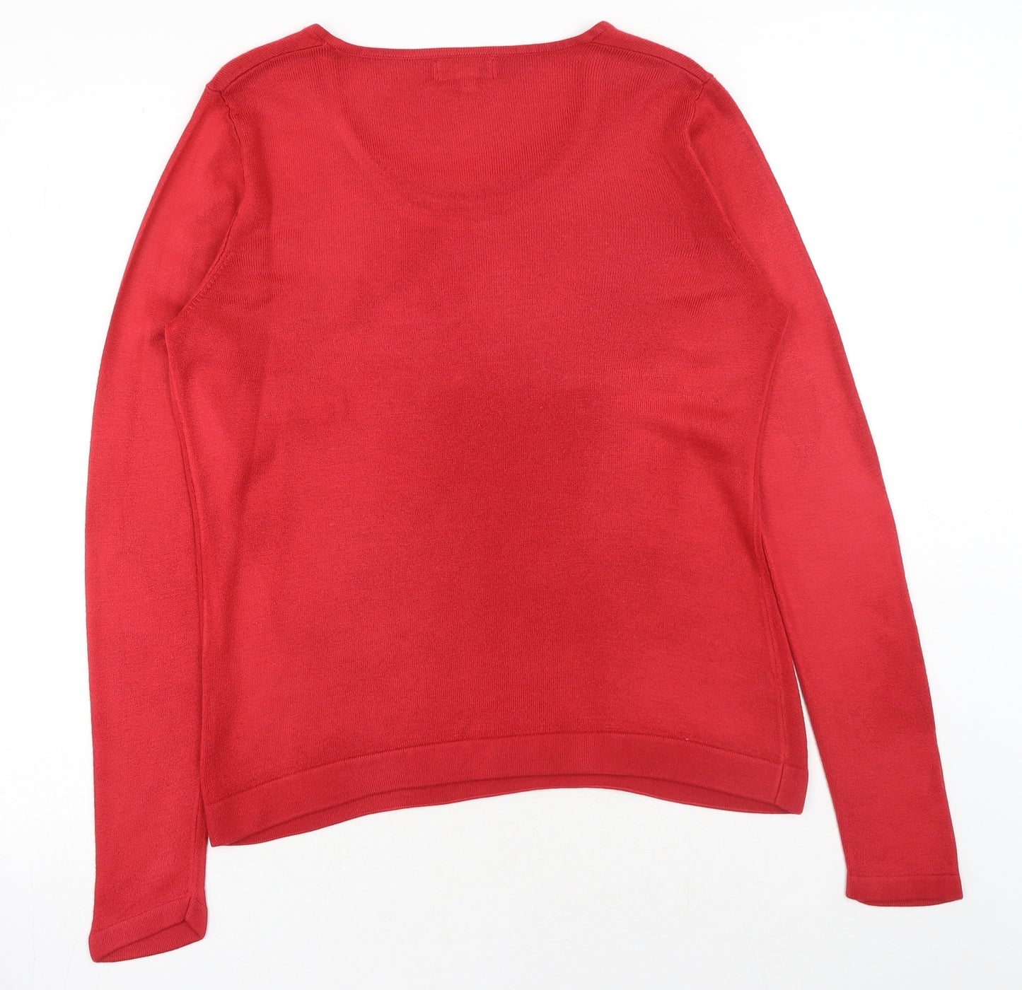 Papaya Womens Red Scoop Neck Cotton Pullover Jumper Size 16