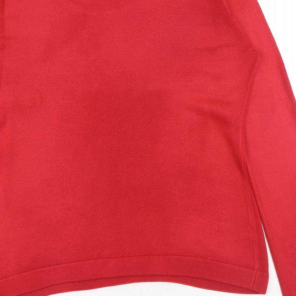 Papaya Womens Red Scoop Neck Cotton Pullover Jumper Size 16