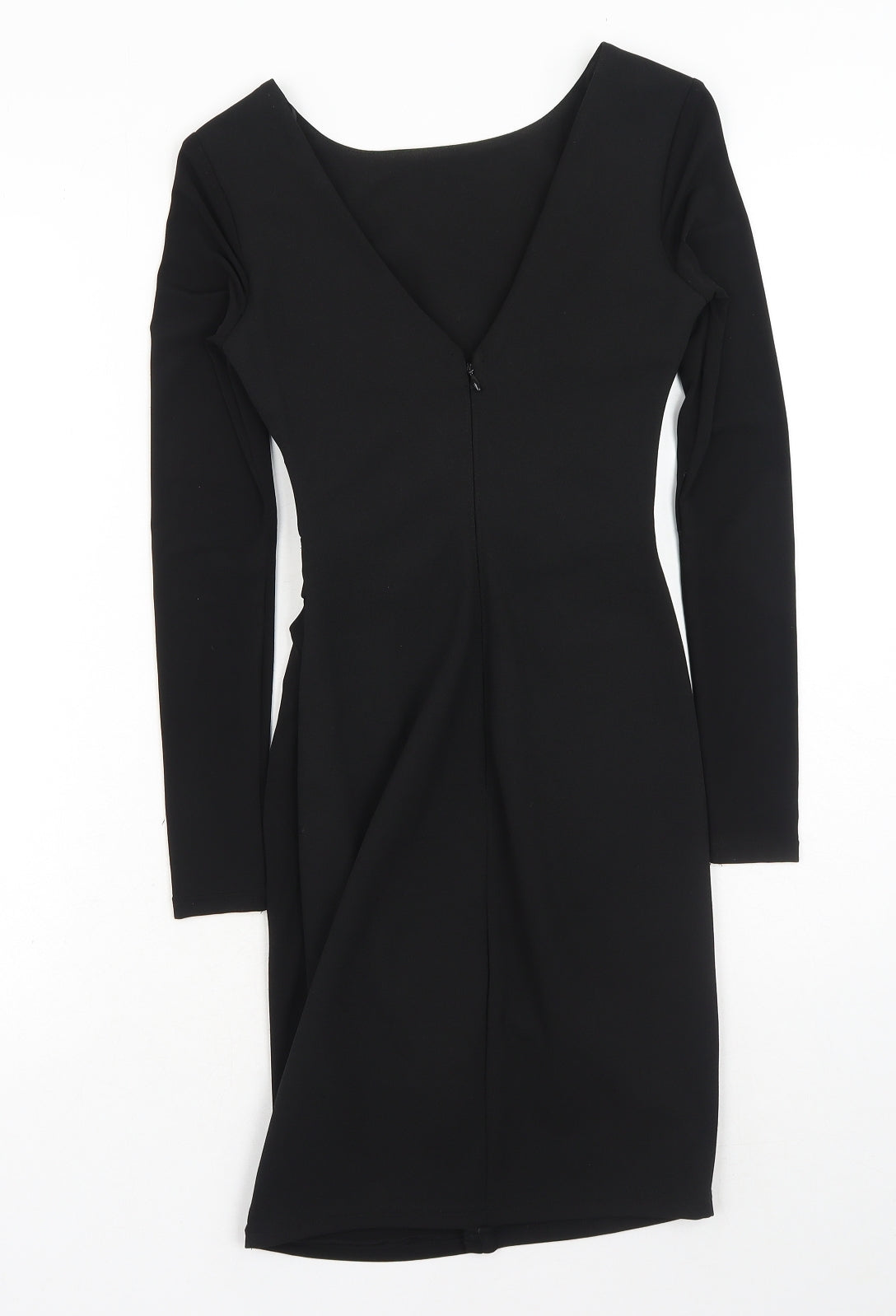 Lipsy Womens Black Polyester Bodycon Size 4 Scoop Neck Zip