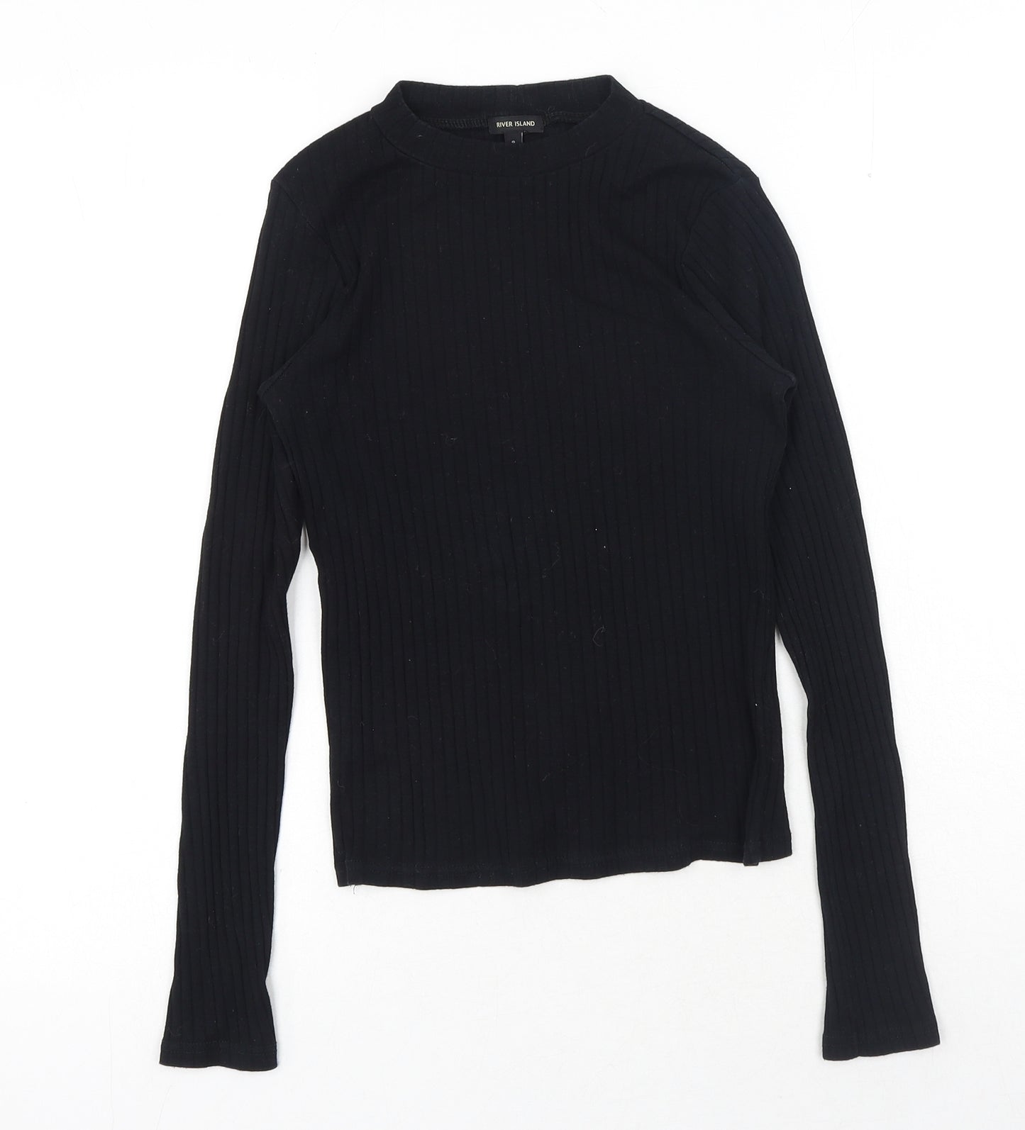 River Island Womens Black Polyester Basic T-Shirt Size 8 Round Neck