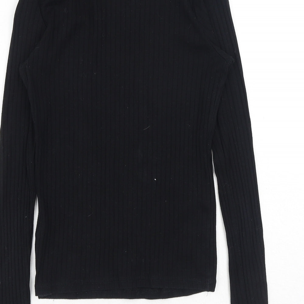 River Island Womens Black Polyester Basic T-Shirt Size 8 Round Neck