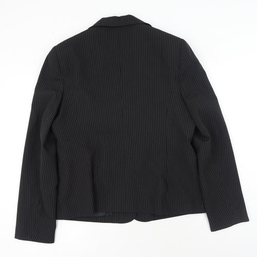 Papaya Womens Black Striped Polyester Jacket Blazer Size 16