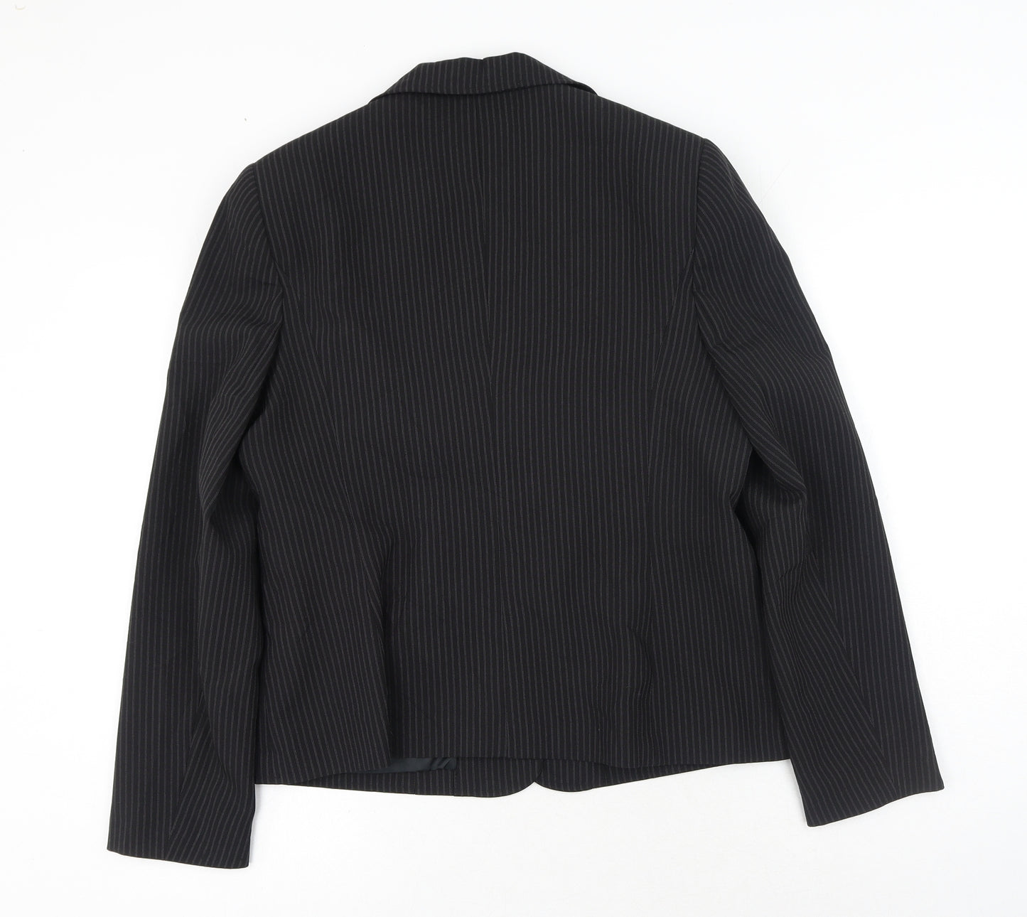 Papaya Womens Black Striped Polyester Jacket Blazer Size 16