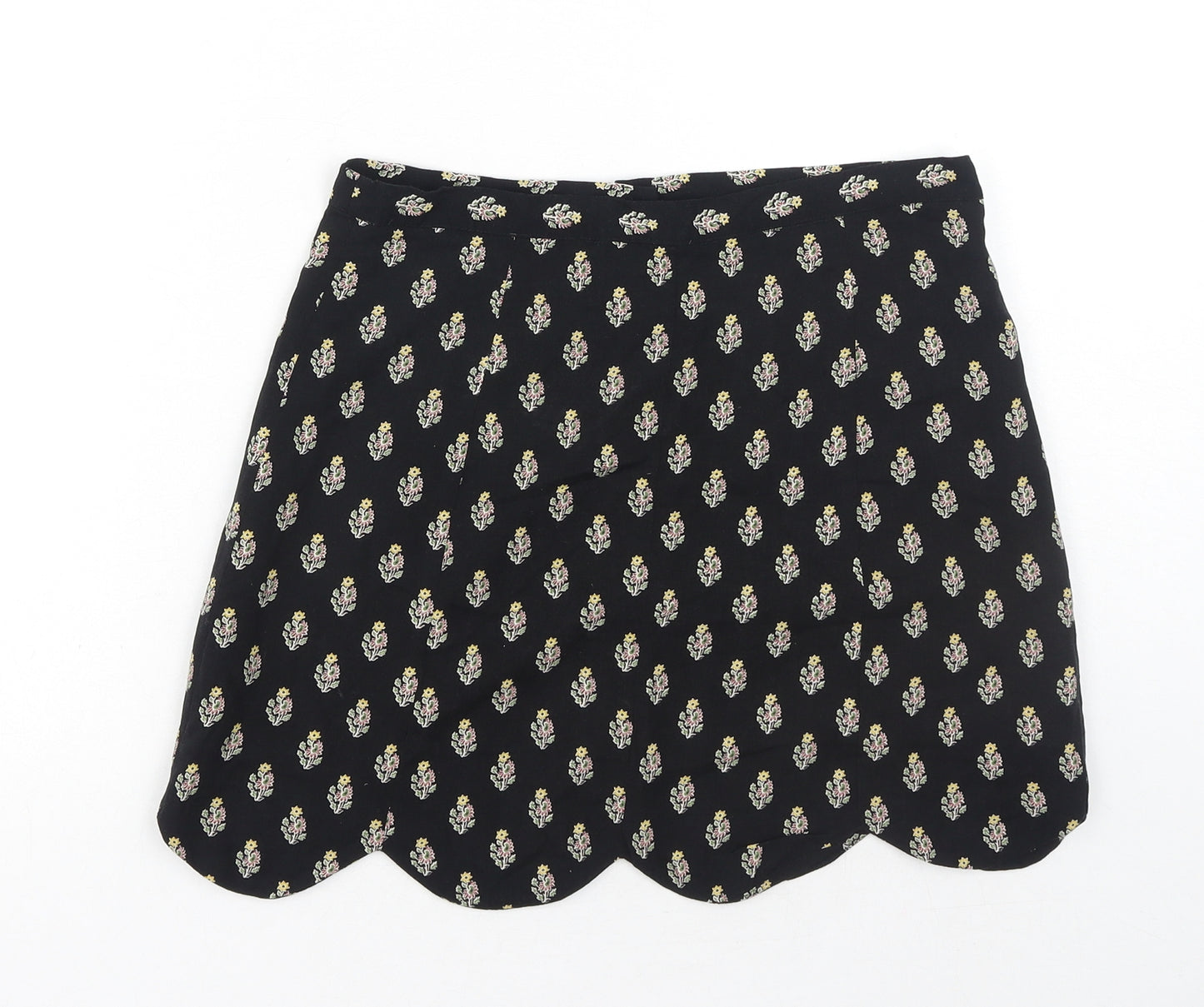 Staring at Stars Womens Black Floral Polyester Mini Skirt Size S Button
