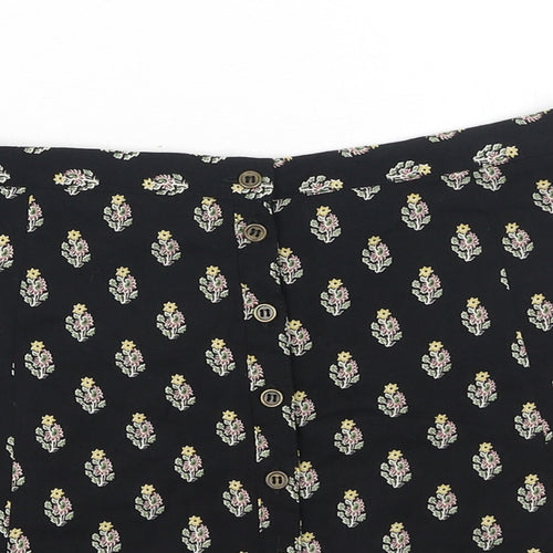 Staring at Stars Womens Black Floral Polyester Mini Skirt Size S Button