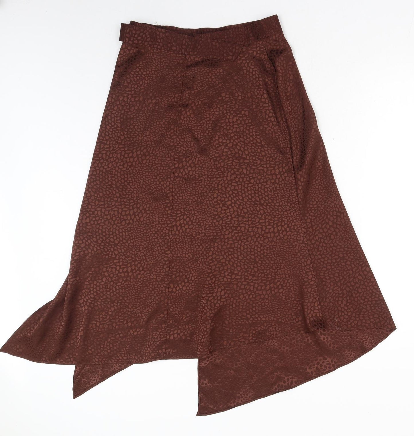 Miss Selfridge Womens Brown Geometric Polyester Swing Skirt Size 10 Zip