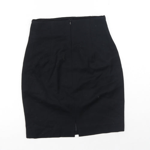 Preworn Womens Black Viscose Straight & Pencil Skirt Size 8 Zip