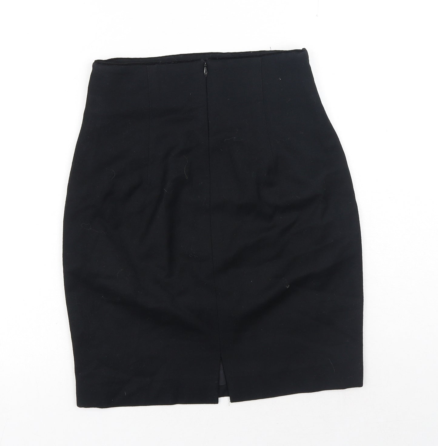 Preworn Womens Black Viscose Straight & Pencil Skirt Size 8 Zip