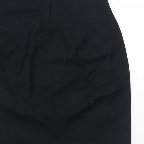 Preworn Womens Black Viscose Straight & Pencil Skirt Size 8 Zip