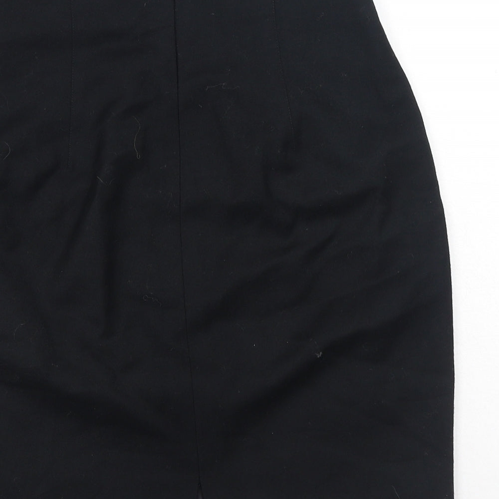 Preworn Womens Black Viscose Straight & Pencil Skirt Size 8 Zip
