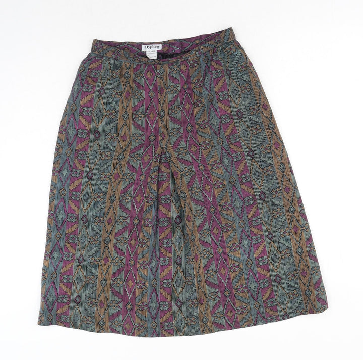 Hyphen Womens Multicoloured Geometric Acrylic Straight & Pencil Skirt Size 14 Zip
