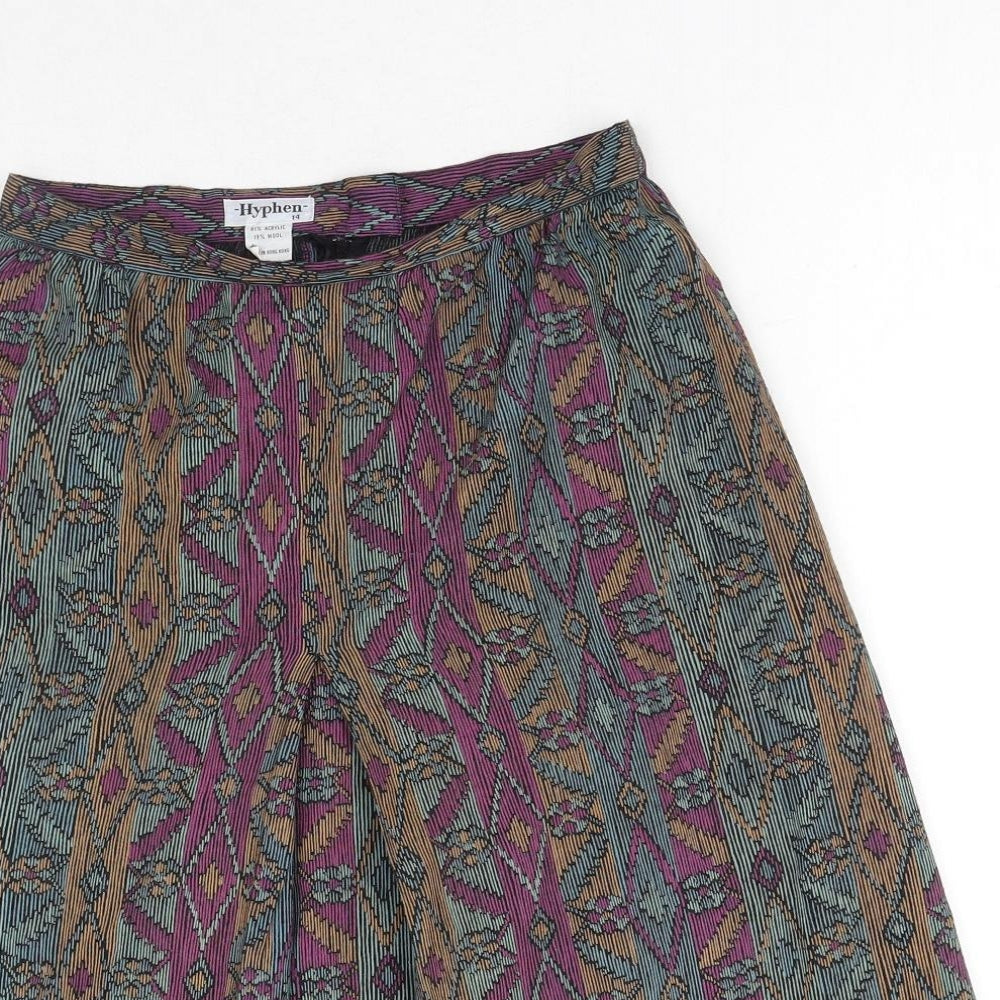 Hyphen Womens Multicoloured Geometric Acrylic Straight & Pencil Skirt Size 14 Zip