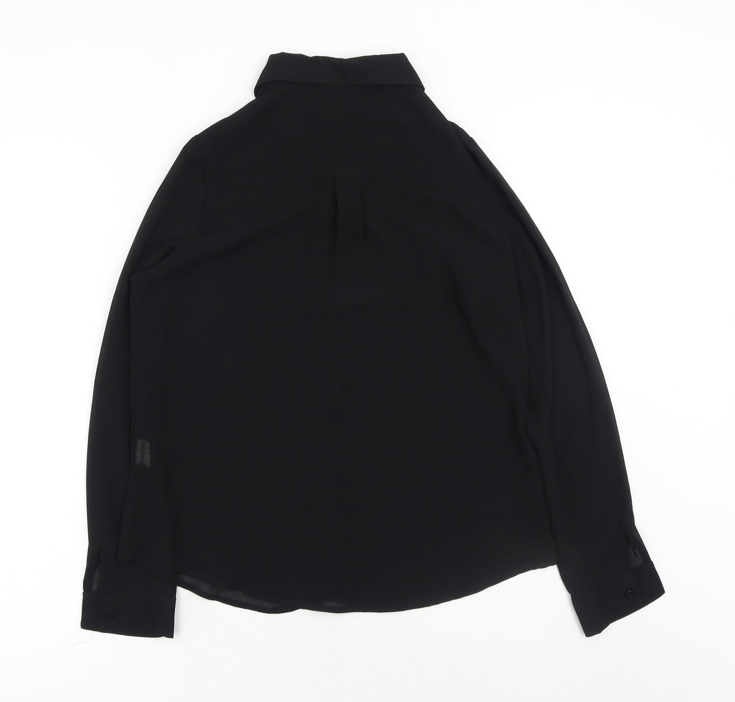 CBRL Womens Black Polyester Basic Blouse Size M Collared