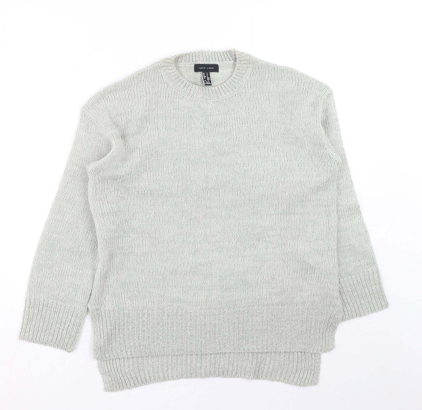 New Look Womens Grey Round Neck Acrylic Pullover Jumper Size S