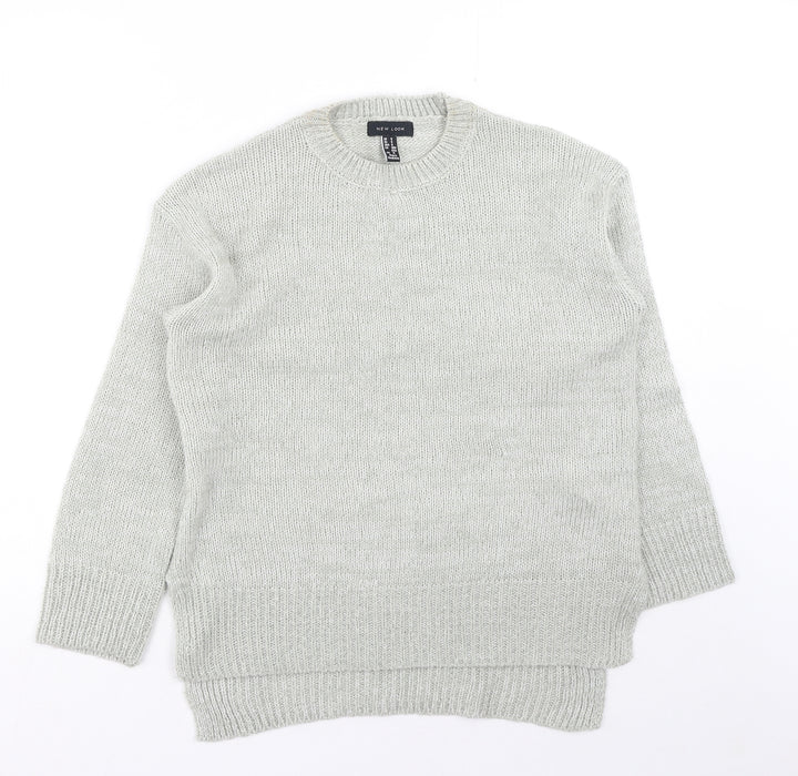 New Look Womens Grey Round Neck Acrylic Pullover Jumper Size S
