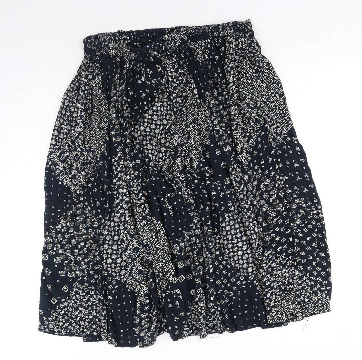 Bonmarché Womens Blue Geometric Polyester Swing Skirt One Size Drawstring