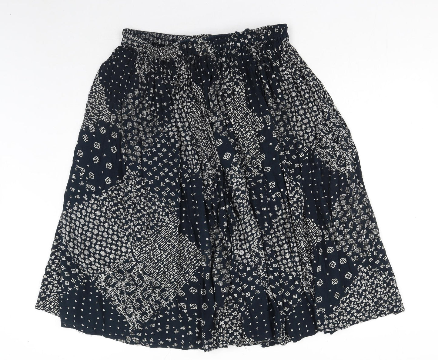 Bonmarché Womens Blue Geometric Polyester Swing Skirt One Size Drawstring