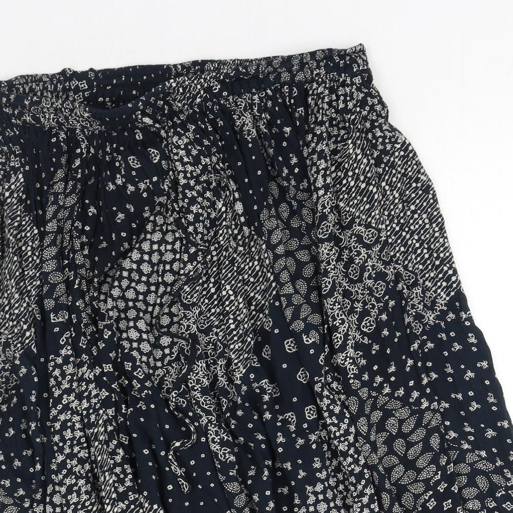 Bonmarché Womens Blue Geometric Polyester Swing Skirt One Size Drawstring