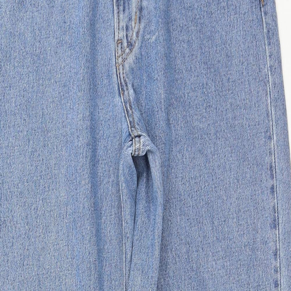 H&M Womens Blue Cotton Straight Jeans Size 10 Regular Button