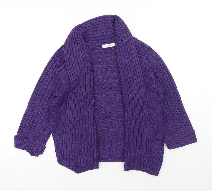 Marks and Spencer Womens Purple V-Neck Acrylic Shrug Jumper Size 12