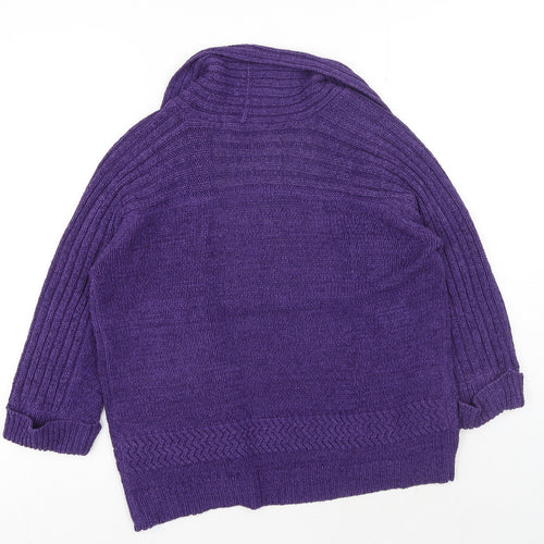 Marks and Spencer Womens Purple V-Neck Acrylic Shrug Jumper Size 12