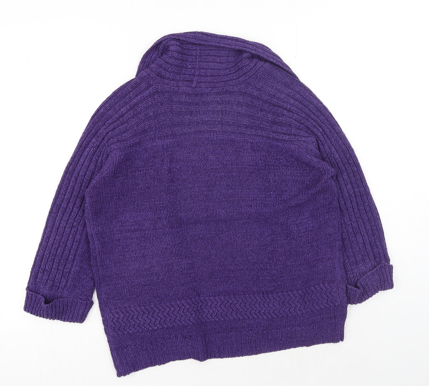Marks and Spencer Womens Purple V-Neck Acrylic Shrug Jumper Size 12