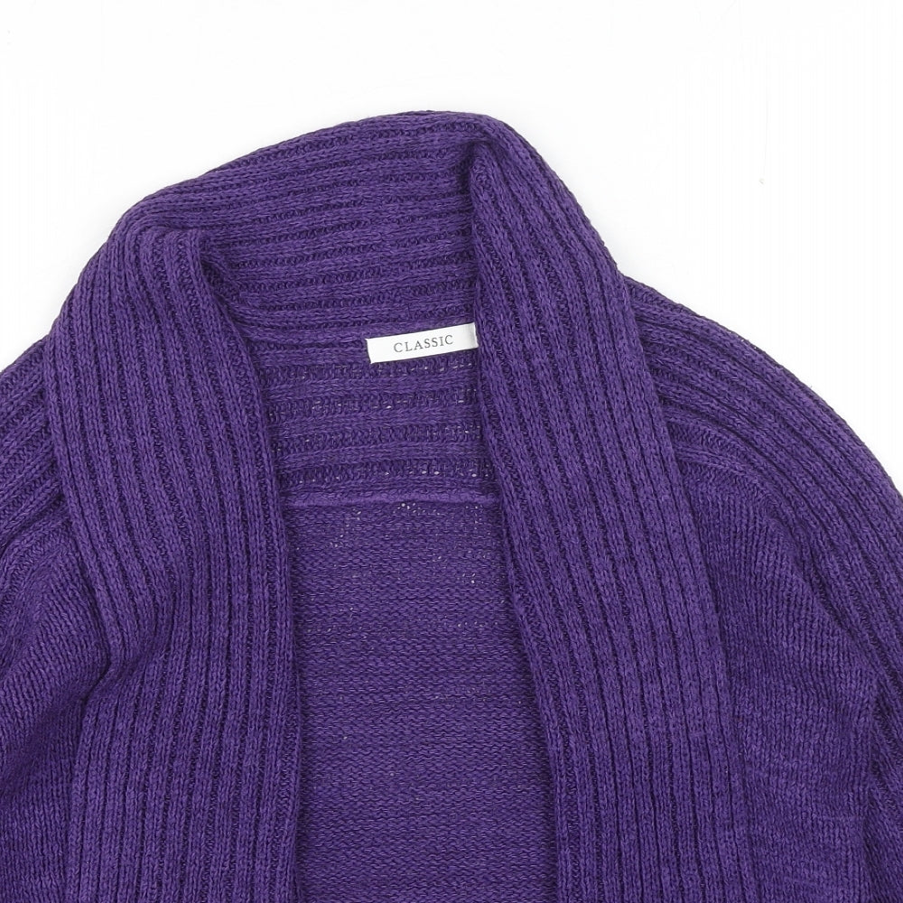 Marks and Spencer Womens Purple V-Neck Acrylic Shrug Jumper Size 12