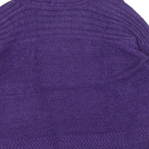 Marks and Spencer Womens Purple V-Neck Acrylic Shrug Jumper Size 12