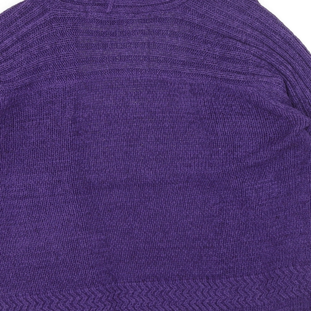 Marks and Spencer Womens Purple V-Neck Acrylic Shrug Jumper Size 12