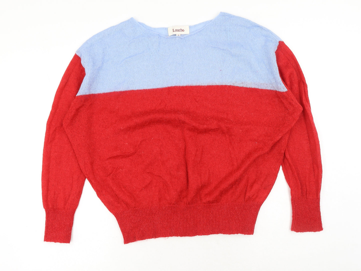 Louche Womens Red Round Neck Acrylic Pullover Jumper Size L