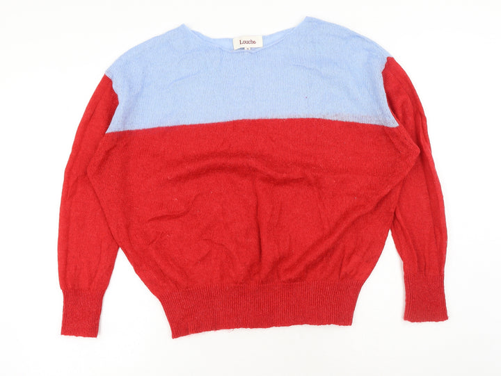 Louche Womens Red Round Neck Acrylic Pullover Jumper Size L