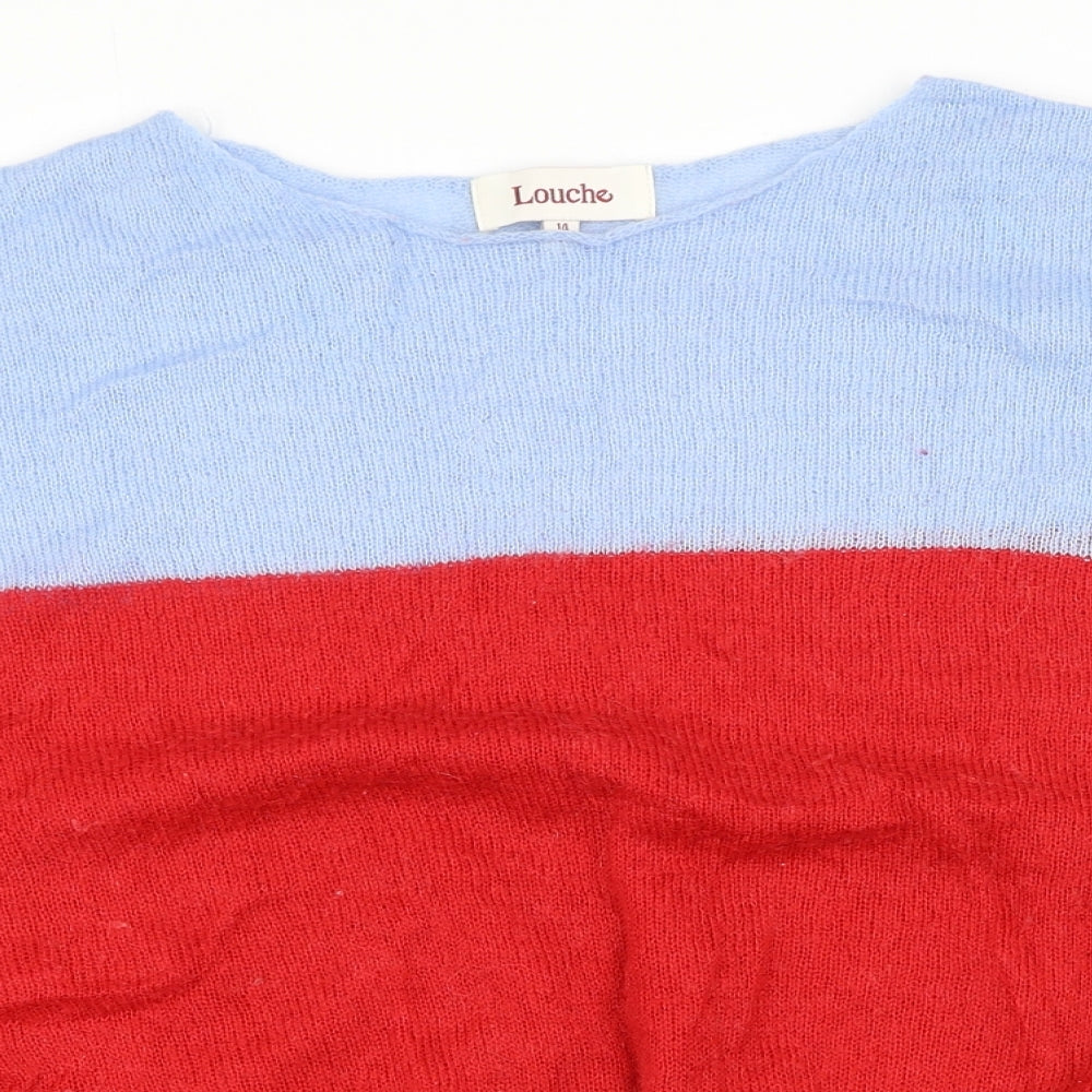 Louche Womens Red Round Neck Acrylic Pullover Jumper Size L