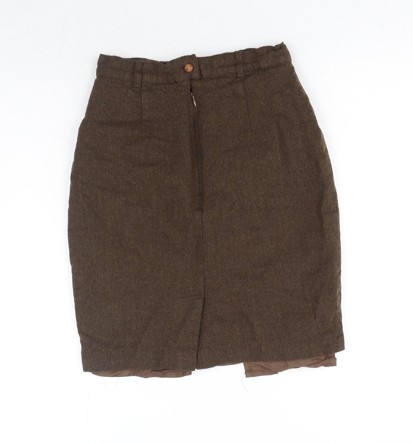 Preworn Womens Green Wool Straight & Pencil Skirt Size 10 Zip