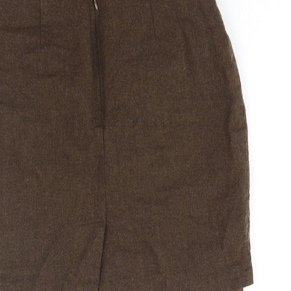 Preworn Womens Green Wool Straight & Pencil Skirt Size 10 Zip