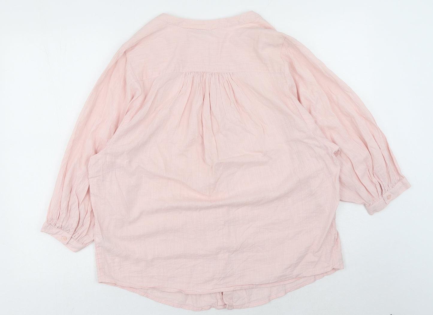 F&F Womens Pink Cotton Basic Blouse Size 12 V-Neck