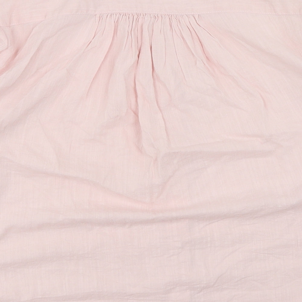 F&F Womens Pink Cotton Basic Blouse Size 12 V-Neck