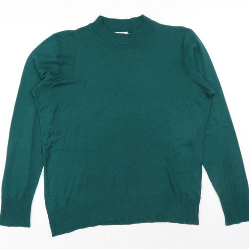 Long Island Womens Green Mock Neck Polyester Pullover Jumper Size XL