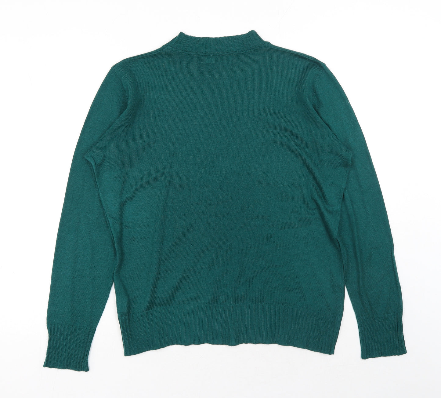 Long Island Womens Green Mock Neck Polyester Pullover Jumper Size XL