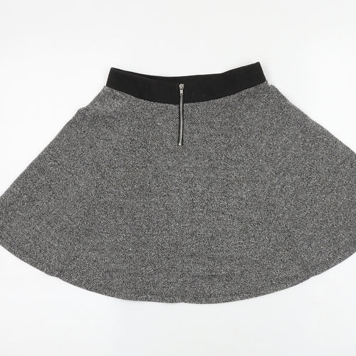 H&M Womens Grey Polyester Skater Skirt Size XS Zip