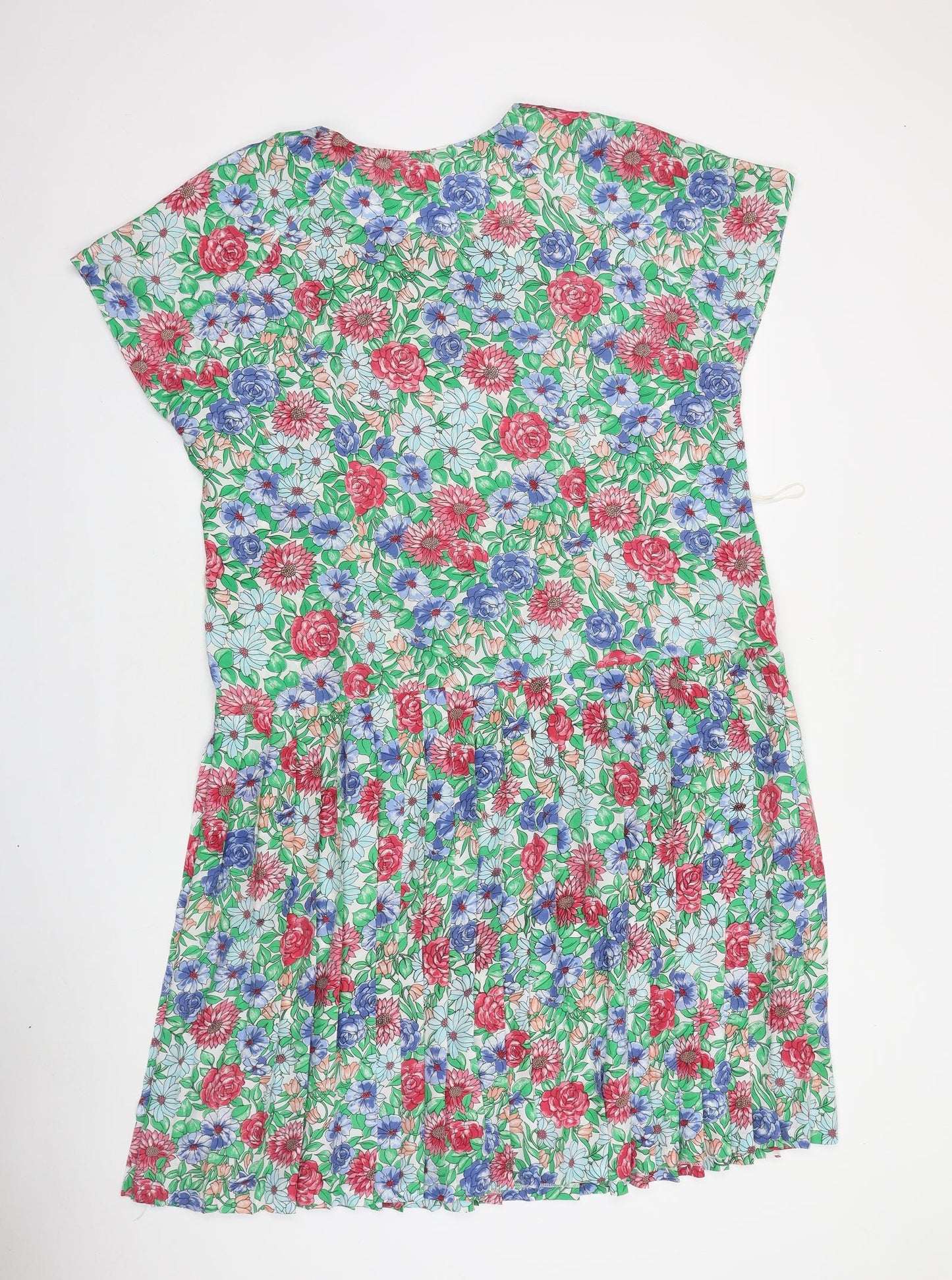 Preworn Womens Multicoloured Floral Polyester A-Line Size XL Round Neck Button